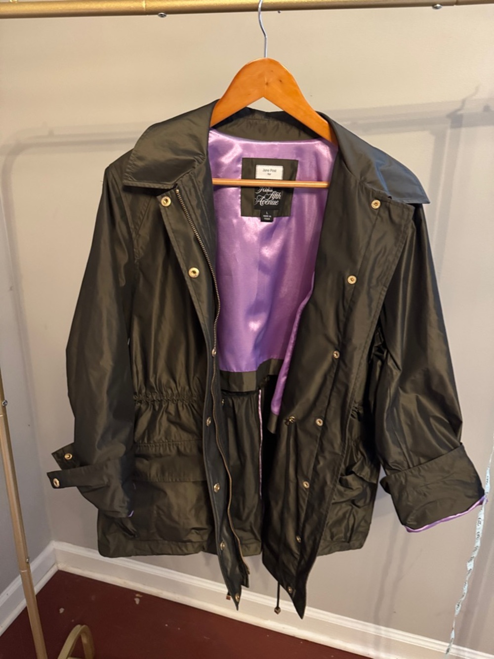 Saks Fifth avenue Women's Lightweight Trench Jacket with Purple Lining